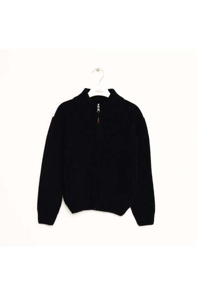 NANİCA Navy Blue Boy's Zippered Knitwear Cardigan 1-5 Years Old