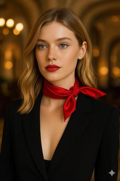 nehir eşarp Kırmızı Fular Bandana 70x70 Cm