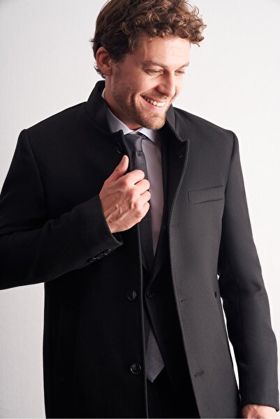 İmza Black Hakim Yaka Classic Slim Fit Flexible Coat 1008255162