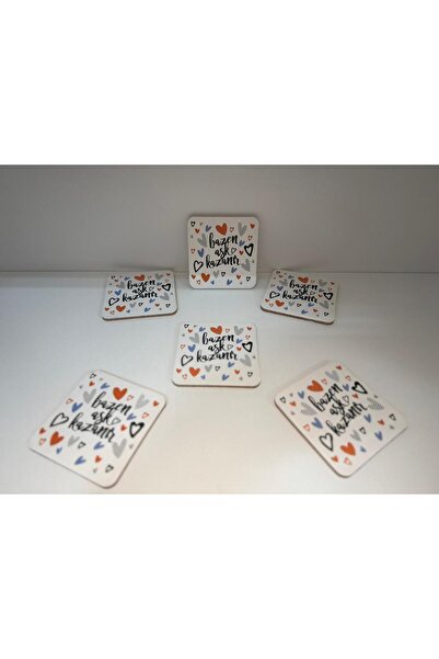 Funtasbig مجموعة من 6 قواعد أكواب زخرفية، أحيانًا يكون الحب الفائزًا