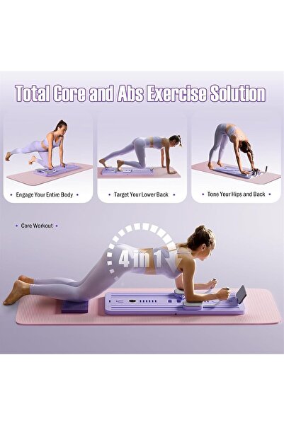 Generic Multifunctional Portable Pilates Reformer Set - Abdominal Workout & Plank Trainer (Purple 4in1)