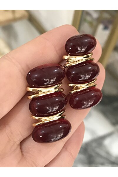 the ASEL İNCİ أقراط موديل متسلسلة ذات تفاصيل ذهبية من العلامة التجارية المعاد...