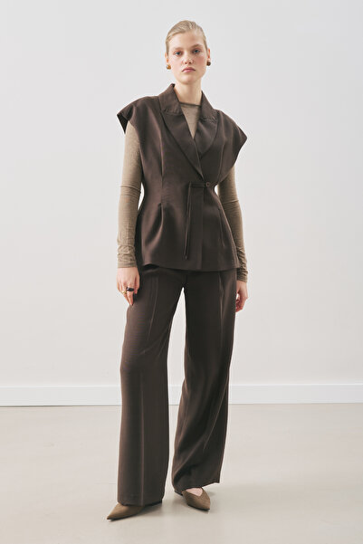 Manuka Draped Pleated Trousers Bitter Brown