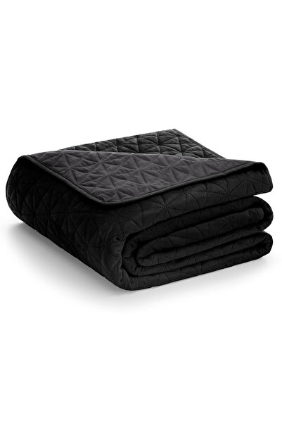 Amelia Home Quilted velvet bedspread, Laila, 180-190 g/m2, 260 x 280 cm, black