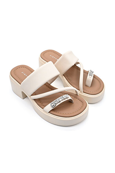 Tmall Women's Slippers, Thick Sole, Made of -Leather, 230-12, Beige