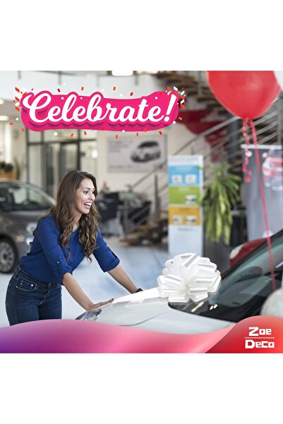 Generic Zoe Deco Large Car Bow - Shiny White, 18 Inch