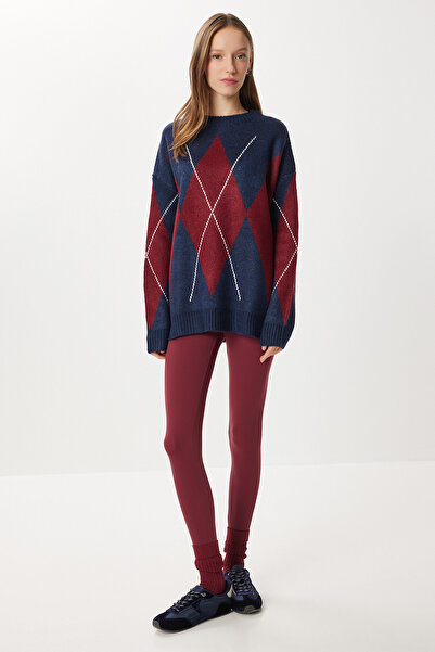 Lovelyİstanbul Baklava Desenli Tüylü Efektli Oversize Kazak LFN0124 LACİVERT ...