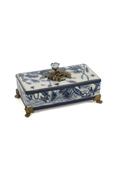 Mikasa Moor Blue Patterned Jewelry Box 19X8Cm