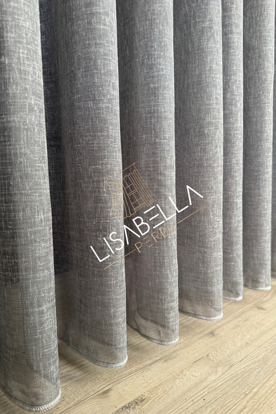 LisabellaHome Original Linen Tulle Curtain – Gray (No Pleats)