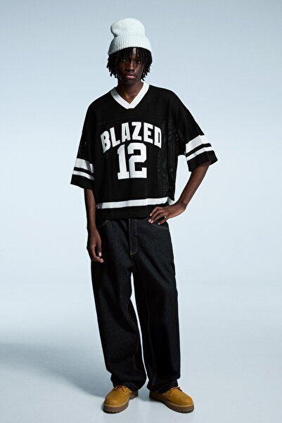 Bershka Short sleeve sport mesh print T-shirt