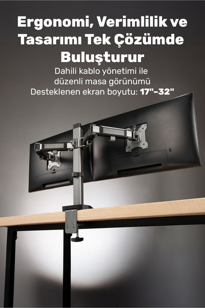 NPO حامل شاشة مزدوج الذراع من نوع VESA قابل للحركة بحجم 17-32 بوصة من طراز STD55024S