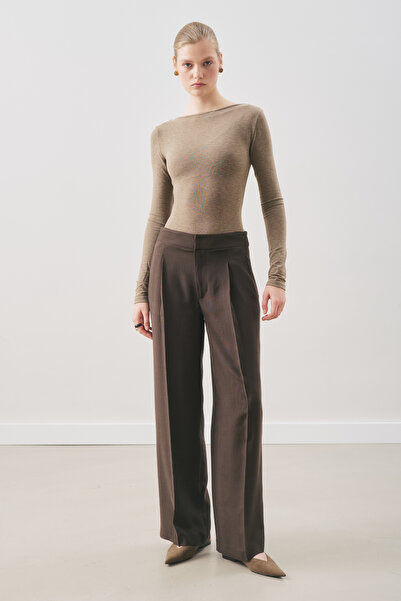 Manuka Draped Pleated Trousers Bitter Brown