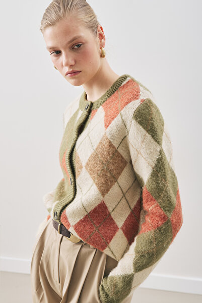 Manuka Baklava Patterned Cardigan Green