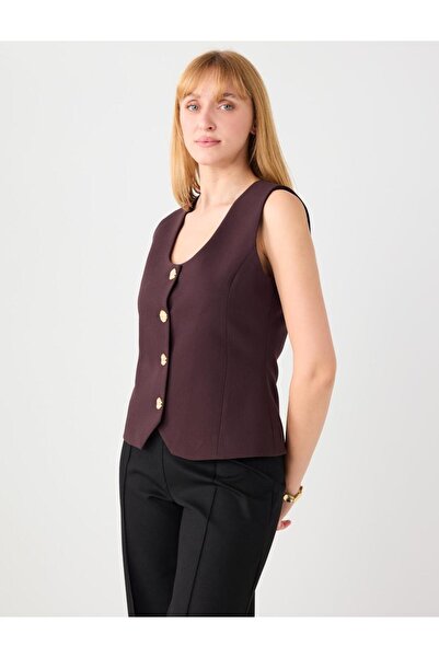 Jimmy Key Bitter Brown Straight Cut Woven Vest