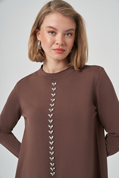 Nuss Stone Work Detail Knitwear Set 1351 Brown