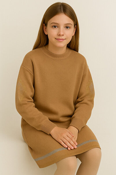 NEWCO Rochie de tricotat cu mâneci lungi pentru fete – Model confortabil, casual și elegant