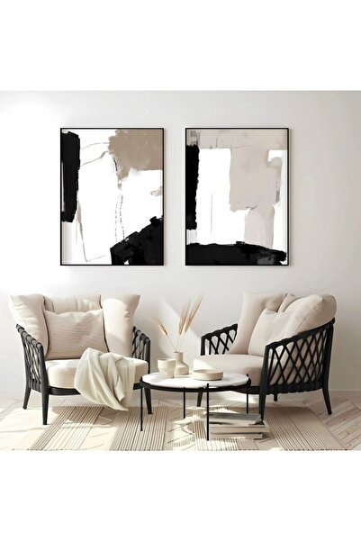 seninürünün Abstract Remains – Μοντέρνα ζωγραφική σε 2 τεμάχια με μεταλλικό π...