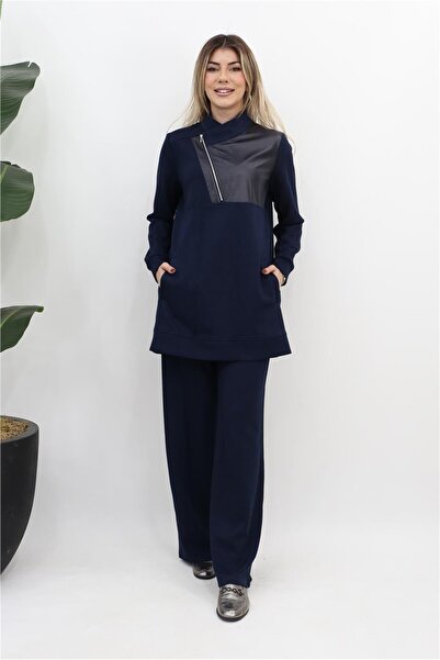 Alvina Deri Garnili Pantolonlu Takım - Lacivert