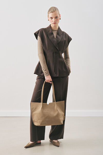 Manuka Draped Belted Vest Bitter Brown