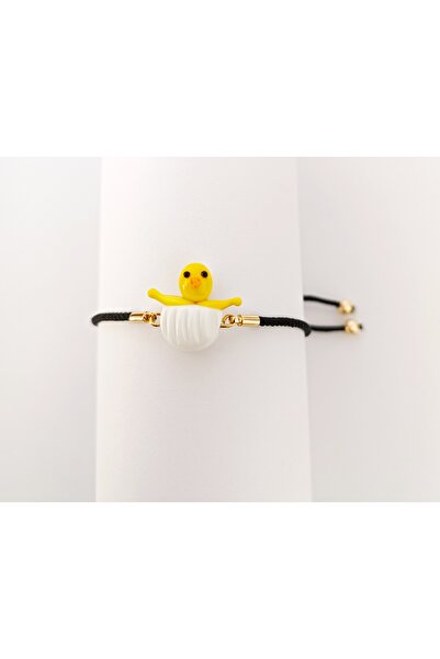 ADAMODART Chick Egg Murano Glass Beaded Adjustable Drawstring Bracelet