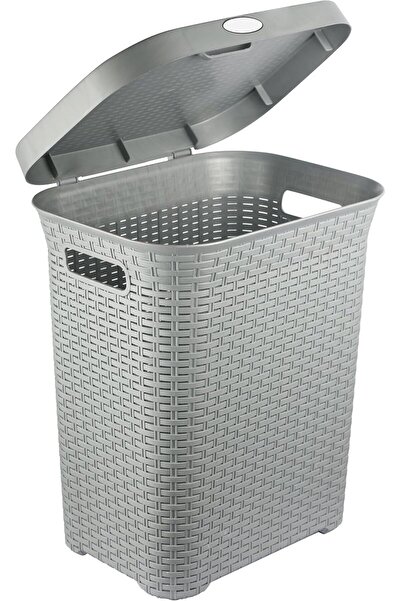 NEONI 50L Laundry Basket with Lid - Spacious and Stylish Storage for Clothes, Toys, and More (Grey)