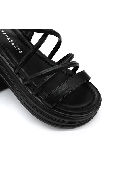 Tmall Women's sandals, With platform, Made of ecological leather, 792-1, Black