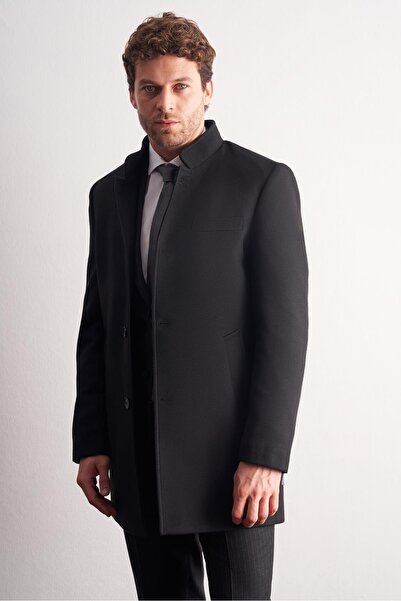 İmza Black Hakim Yaka Classic Slim Fit Flexible Coat 1008255162