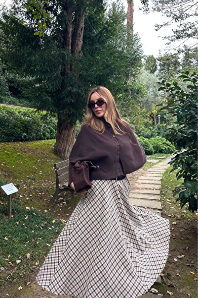 Laluvia Brown Cape Detailed Knitwear Cardigan - 1317