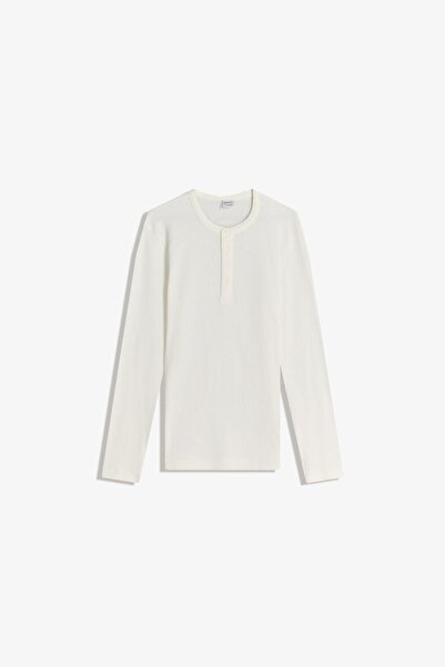 Bershka Long-sleeve slim-fit Henley collar T-shirt