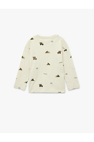 Koton Printed Long Sleeve Crew Neck Cotton T-Shirt