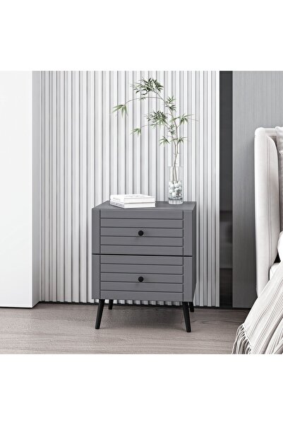 Minar Bona Country 2 Çekmeceli Mebran Komodin - Antrasit