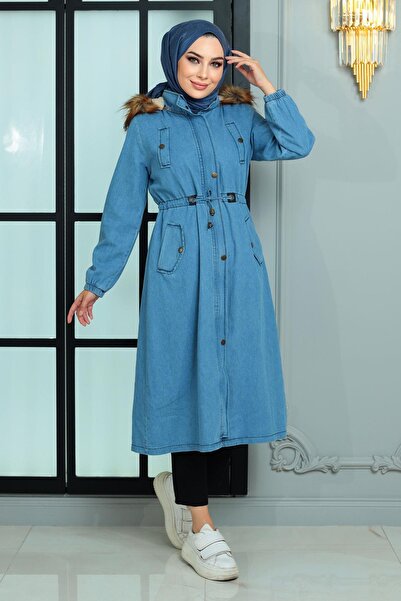 Missvalle Hooded Denim Coat Light Denim 19173