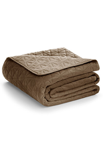 Amelia Home Quilted velvet bedspread, Laila, 180-190 g/m2, 170 x 270 cm, cappuccino