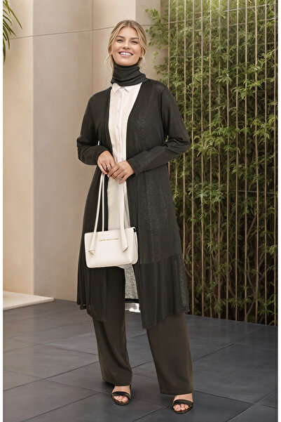 RESPİRO Thin Plain Long Cardigan Plus Size Women's Cardigan Muslim Cardigan Mother Cardigan