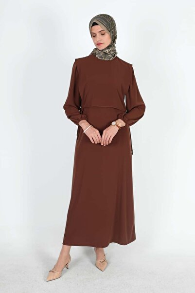 Mersha Collection Bağcıklı Emzirme Elbisesi Lohusalık Dönemi - Emzirme Kıyafeti