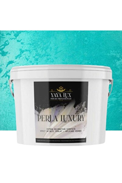 YaYa Color Vopsea decorativa de Lux, Perla Luxury cu Fulgi Perlati, Turcoaz D...