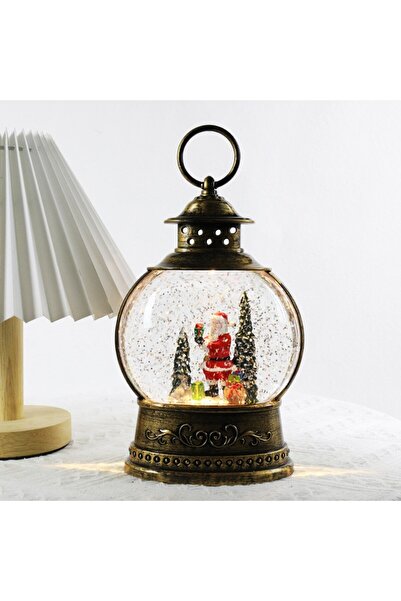 Flippy Christmas Lantern Decoration with Santa & Gifts, 3 Modes, Music, Snow Effect, USB/Battery, 13x8x21 c