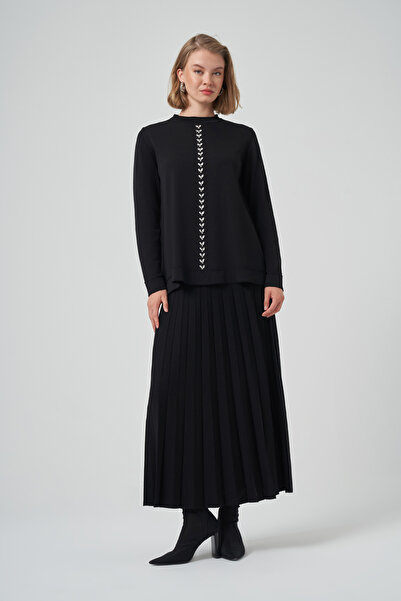 Nuss Stone Work Detail Knitwear Set 1351 Black