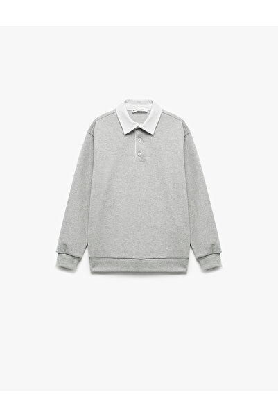 Koton Fleece-Lined Long Sleeve Buttoned Shirt Collar Sweatshirt