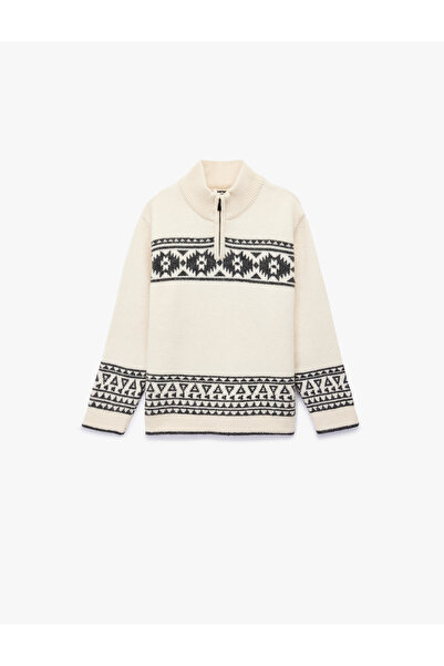 Koton Half Zipper Mock Neck Long Sleeve Knitwear Sweater