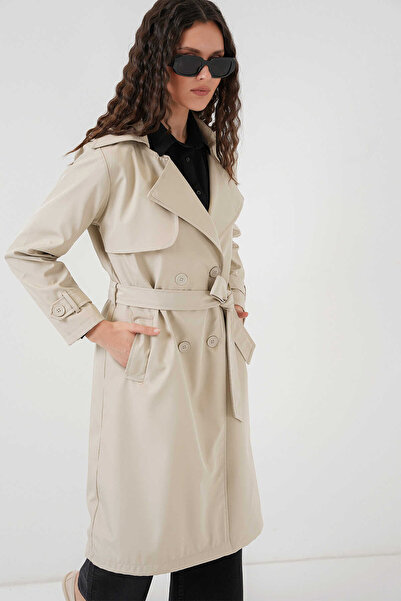 Gülşah collection Double Breasted Collar Trench Coat - Beige