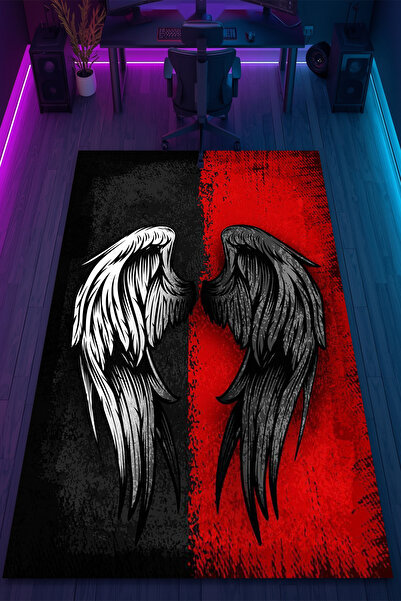 HalıOnline Couple Artwork Desenli Kaymaz Taban Makinede Yıkanabilir Gaming Oy...