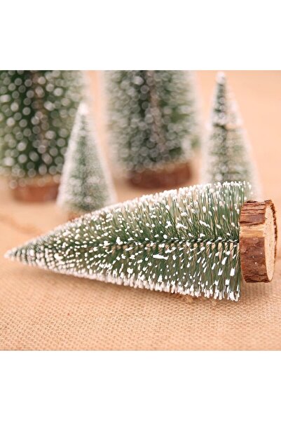 dalip Artificial Christmas tree, table ornament on wooden base, 15 cm height, snow-dusted green