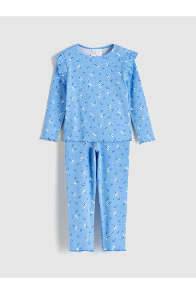 LC Waikiki Blue Floral Girl's Blouse and Leggings