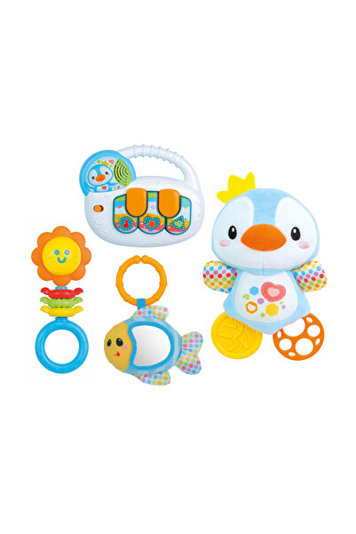WINFUN مجموعة هدايا للأطفال حديثي الولادة - مجموعة ألعاب حسية مع خشخيشات وعضا...
