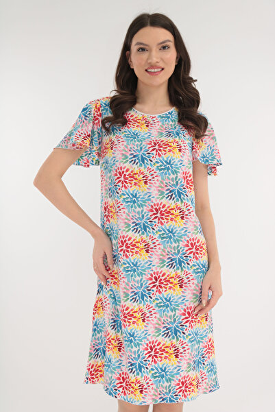 Vanessa Line RO Rochie lejera alba cu print floral multicolor