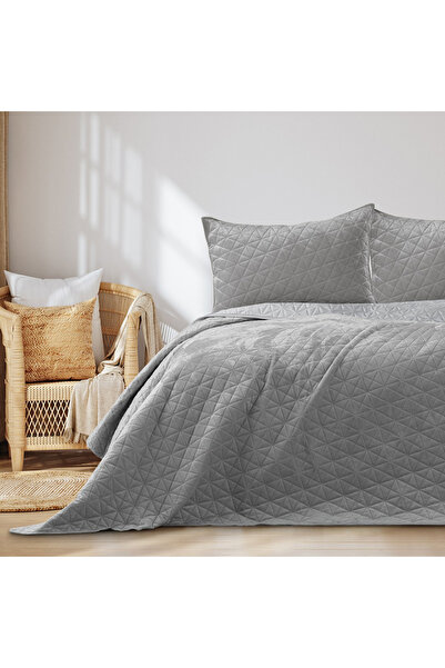 Amelia Home Quilted velvet bedspread, Laila, 180-190 g/m2, 240 x 260 cm, grey