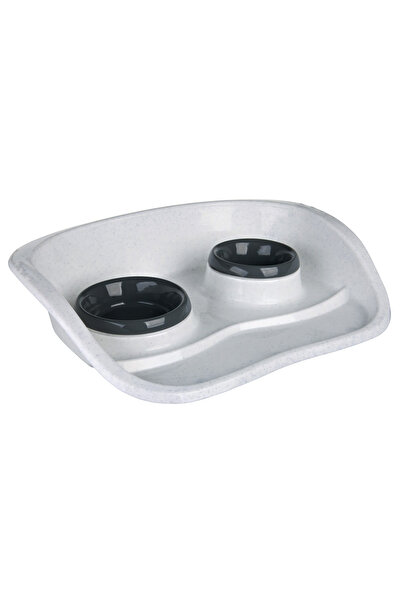 Trixie Set de 2 boluri cu suport, plastic, 0,25 l (Ø9 cm) și 0,3 l (Ø11 cm), 46 × 11 × 30 cm, diverse culori