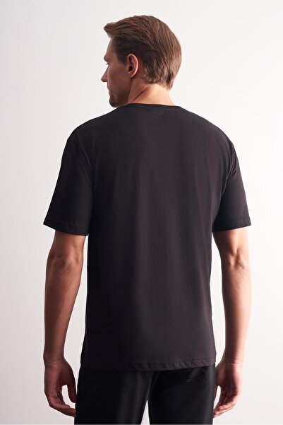 İmza Μπλουζάκι με κοντό μανίκι μαύρο εφαρμοστό βαμβακερό βασικό μπλουζάκι 1011255106