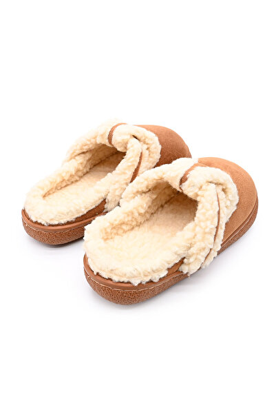 Tmall Women's Slippers, With -Suede Leather, Fur Lined, PD1019, Brown